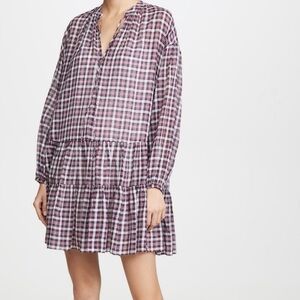 The Great Dress in Timber 100 Cotton Plaid Tiered Dress Lightweight Sheer 3